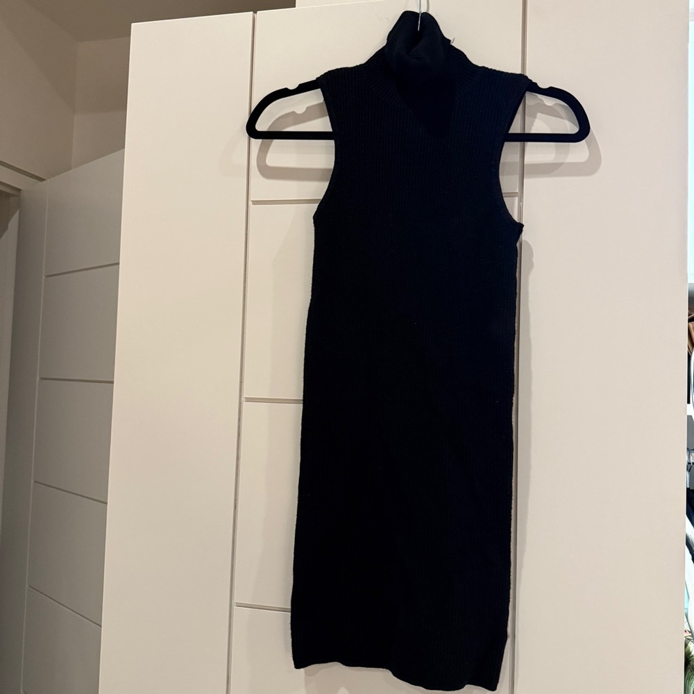 Mini Sweater Knit Turtleneck Sleeveless Dress